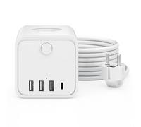7 en 1 Cubo Regleta Enchufes 3m, 3 Tomas de CA, con 3 USB A y 1 USB C, Cable 3m Regleta Enchufes Proteccion Sobretension con Interruptor para Sala de Estar Oficina Dormitorio Regleta Cubo