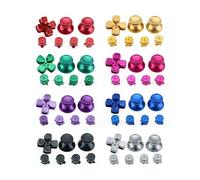 7 en 1 de metal de aluminio para pulgar con empuñadura de pulgar, tapa de champiñón + botones de bala Mod Kit de palanca de mando + botones de acción D-Pad para PS4 Dualshock 4 (plata)