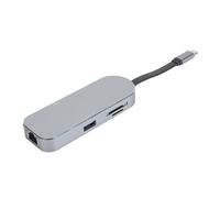 7 en 1 estación de Acoplamiento, Adaptador de múltiples múltiples USB-C con 4K HD, ETHERNET Tipo C a RJ45, 3 Puerto USB, Carga PD, USB3.0, Ranura para la Tarjeta de Micro para (Plata)