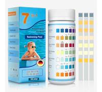 7 en 1 Tiras Reactivas de Prueba Piscina y Spa,100 Pieza Tiras de Prueba de Agua,Tira de Pruebas Para el Aguas de la Piscina,Kit Análisis de Pruebas Con 7 Parámetros,PH, Alcalinidad Total, Dureza