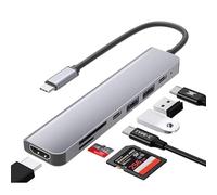 7 en 1 USB C Hub Spliter estación de acoplamiento Dongle Dual USB 3.0 Multi Port Adapter,HDMI 4K 60Hz Tipo C Data Port,SD/TF lector de tarjetas de carga rápida compatible con MacBook,iPad,Samsung,Dell