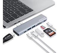 7 en 2 Hub USB C para MacBook Pro MacBook Air, DEMKICO Adaptador Macbook Pro con HDMI 4K, Puerto USB 3.0 & USB 2.0, Lector de Tarjetas SD/TF, Thunderbolt 3 (87W PD) y Puerto USB C Hembra