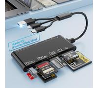 7 EN 3 USB 3.0 Multi Card Reader Adapter, Memory Cards Reader Hub for SD,CF,XD,Micro SD,TF,MS Card, 5Gbps High-Speed USB C SD Card Reader for iPhone 16/15/14/iPad/MacBook/Samsung, Windows,Mac OS,Linux