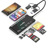 7-en-3 USB C USB 3.0 Lightning Multi Card Reader Universal Memory Card Adapter Hub para iPhone, iPad, MacBook, Samsung Soporte SD, CF, Micro SD, XD, MS,TF Compatible con Windows, Mac OS, iOS, Linux