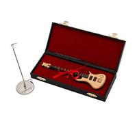 7 en. Madera natural bajo eléctrico Guitarra Instrumento réplica en miniatura con funda