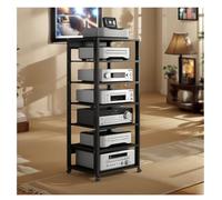 7 Estante Soporte Multimedia AV, HiFi Estanteria HiFi para Equipo de Música, AV Torre de Rack de Audio para Tocadiscos Media Tower Cabinet(Negro)
