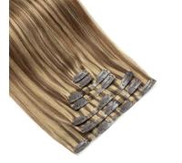 7 extensiones de cabello humano Remy con clip, sin costuras, trama de PU, for mujeres(P4-27,12inch 100G)