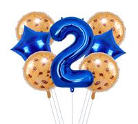 7 globos de galletas con chispas de chocolate, globos de suministros para fiesta de segundo cumpleaños, decoraciones de fiesta de cumpleaños con temática de galletas (2.º)
