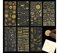 7 Hojas Oro Stickers Scrapbooking Pegatinas de Vinilo Bronceado Pegatinas Scrapbooking Viajes Pegatina Flore Pegatinas Bullet Journal Decorativas para Diario Álbum Foto Calendario-Gato Carta Flor