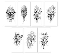 7 Hojas Tatuajes Temporales Con Forma De Mariposa Y Flores, Para Hombres Y Mujeres, Resistentes Al Agua Y De Larga Duración, Para Brazos Y Hombros.