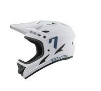 7 iDP M1 MTB - Casco de bicicleta de montaña de cara completa, ligero, ventilado (blanco/azul, XL)