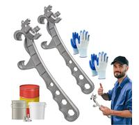 7-in-1 Aluminum Bung Wrench - Heavy Duty Drum & Bucket Opener for 5-55 Gallon Barrels, Non-Sparking Multi-Size Cap Removal Tool with 8/10/12/14mm Hex Socket, Just Grip, Twist, and Open (2PCS)