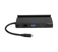 7 in 1 Docking Station USB Type C Hub, HD Multimedia Interface VGA RJ45 PD Hub Adapter, Aluminium Alloy Material, Mobile Phone Holder for Easy Movie Watching, Supports 4K