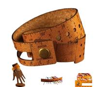 7-in-1 Leather Measuring Tool, Multifunctional 18" Wrist Ruler Project Bag for Multiple Knitting Sewing Tools, Stitch Markers Storage Gift for Crafter Crocheter (Dark Brown)