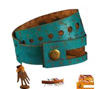 7-in-1 Leather Measuring Tool, Multifunctional 18" Wrist Ruler Project Bag for Multiple Knitting Sewing Tools, Stitch Markers Storage Gift for Crafter Crocheter (Dark Green)