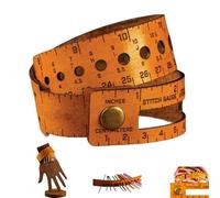 7-in-1 Leather Measuring Tool, Multifunctional 18" Wrist Ruler Project Bag for Multiple Knitting Sewing Tools, Stitch Markers Storage Gift for Crafter Crocheter (Brown)