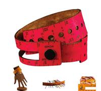 7-in-1 Leather Measuring Tool, Multifunctional 18" Wrist Ruler Project Bag for Multiple Knitting Sewing Tools, Stitch Markers Storage Gift for Crafter Crocheter (Red)