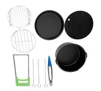 7 Inch Fryer Accessory Kit | 8 - in - 1 Set with Cake Pan/Pizza Pan/Silicone Mat | Reusable Non - Stick Bakeware & Grill Skewers | Easy to Maintain & Install