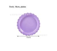 (7-inch plate-10pcs) Purple lace birthday party decoration simple solid color tableware paper plate paper cup paper towel knife fork spoon