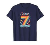 7 Is My Lucky Number Happy Birthday Space Adventure Camiseta, Hombre, Azul Marino, M