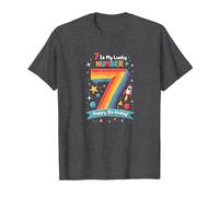 7 Is My Lucky Number Happy Birthday Space Adventure Camiseta, Hombre, Jaspeado Oscuro, 6XL