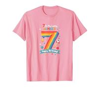 7 Is My Lucky Number Happy Birthday Space Adventure Camiseta, Hombre, Rosado, L