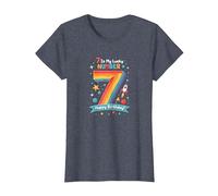 7 Is My Lucky Number Happy Birthday Space Adventure Camiseta, Mujer, Azul Jaspeado, 3XL
