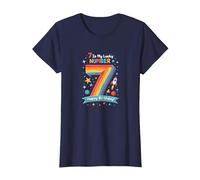 7 Is My Lucky Number Happy Birthday Space Adventure Camiseta, Mujer, Azul Marino, XS