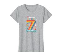 7 Is My Lucky Number Happy Birthday Space Adventure Camiseta, Mujer, Gris Jaspeado, XL