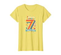 7 Is My Lucky Number Happy Birthday Space Adventure Camiseta, Mujer, Limón, S