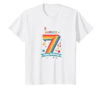 7 Is My Lucky Number Happy Birthday Space Adventure Camiseta, Niños, Blanco, 12 años