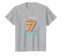 7 Is My Lucky Number Happy Birthday Space Adventure Camiseta, Niños, Gris Jaspeado, 6 años