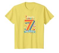 7 Is My Lucky Number Happy Birthday Space Adventure Camiseta, Niños, Limón, 2 años