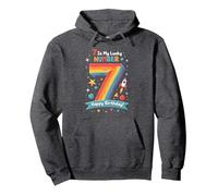 7 Is My Lucky Number Happy Birthday Space Adventure Sudadera con Capucha, Unisex para Adultos, Jaspeado Oscuro, M