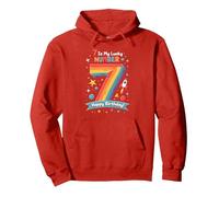 7 Is My Lucky Number Happy Birthday Space Adventure Sudadera con Capucha, Unisex para Adultos, Rojo, S