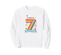 7 Is My Lucky Number Happy Birthday Space Adventure Sudadera, Unisex para Adultos, Blanco, S