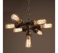 7-Lights Industrial Retro Tube Chandelier V-intage - Steampunk Rustic Water Pipe Pendant Light Metal Iron Ceiling Lighting,Pendant Ceiling Light