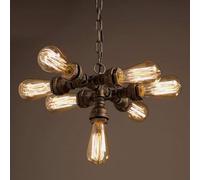 7-Lights Industrial Retro Tube Pendant Light V-intage - Steampunk Rustic Water Pipe Chandelier Metal Iron Ceiling Lamp,Pendant Ceiling Light