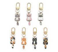 7 Llaves De Gato, Lindos Coles De Animales, Llaves De Metal De Dibujos Animados Creativos Y Divertidos Adornos De Mini Bolsas.