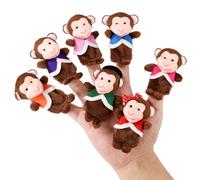 7 Marionetas de Dedo de Monos de Colores, Marionetas Dedo Peluche Premium Rosa Morado Naranja Juguetes de Dedo de Animales para Contar Historias Juegos de rol Teatrales