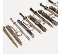7 miniespadas de 12 cm, Llavero de Espada Antigua China, Llavero de aleación de Zinc, Vaina Antigua, con patrón Decorativo, Modelo de Hoja sin Cortar, para Hombres y Mujeres, para