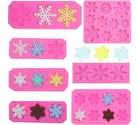 7 moldes de silicona de copo de nieve, moldes de fondant de copo de nieve de Navidad, copo de nieve 3D, decoración de cupcakes, herramientas de horneado, molde de caramelo de chocolate, pasta de goma,
