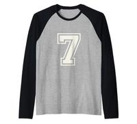 7 Número Varsity Doble Borde Retro Estilo Cumpleaños Camiseta Manga Raglan