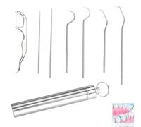 7 Palillos de Dientes de Acero Inoxidable 304 Grado Reutilizables,Palillos de Dientes Portátiles de Metal y Titanio,para Limpieza Bucal Eficaz Después de Comer,Casa,Viaje Hilo Dental