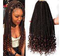 7 paquetes de 14 pulgadas de crochet caja de trenzas de pelo con extremos rizados prelooped Bohemian Goddess Box trenzas de crochet pelo trenzas de pelo trenzado para mujeres negras (14 pulgadas, 7