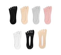 7 Pares De Calcetines De Cinco Dedos Para Mujer, Calcetines Invisibles De Boca Poco Profunda, Calcetines De Punta Dividida De Estilo Corto (Negro, Blanco, Gris, Rosa, Tono De Piel)