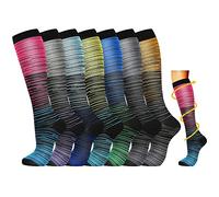 7 Pares de Calcetines de Compresión para Mujeres y Hombres de 15 a 20 mmHg son los Mejores Deportivos y Médicos Calcetines Para Correr, volar, viajar, Enfermeras
