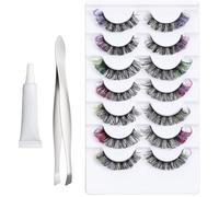 7 pares multicolor Lash Clusters, Natural Cluster Eyelashes Set, Beauty Accessories for Teens, Girls, Partes Looks, Photoshoot Makeup, Evening Eye Enhancer, 1 Set