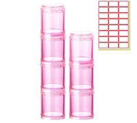 7 pastilleros transparentes para 7 días, mini estuche de medicamentos con 10 etiquetas adhesivas, caja de almacenamiento de plástico a prueba de polvo para joyas, maquillaje, objetos pequeños (rosa, 4