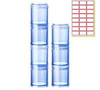 7 pastilleros transparentes para 7 días, mini estuche de medicamentos con 10 etiquetas adhesivas, caja de almacenamiento de plástico a prueba de polvo para joyas, maquillaje, objetos pequeños (azul, 4